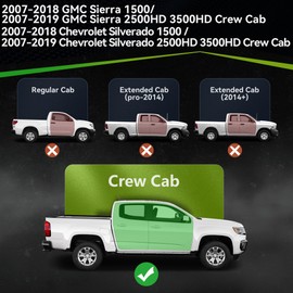 Running Boards Compatible with Chevy Silverado GMC Sierra Crew Cab 2007-2018 1500, 2007-2019 2500HD 3500HD, 6 Inches Side Steps Textured Black Carbon Steel Rails Tube Nerf Bars