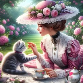 DPHERO DIY Retro-Prinzessin Diamant Painting Kits Bilder für Erwachsene Anfänger,5D Dame Diamond Painting Set,DIY Runde Steine Kätzchen Diamant Kunst Kits, Diamant Art für Zuhause Dekor 30x30 cm