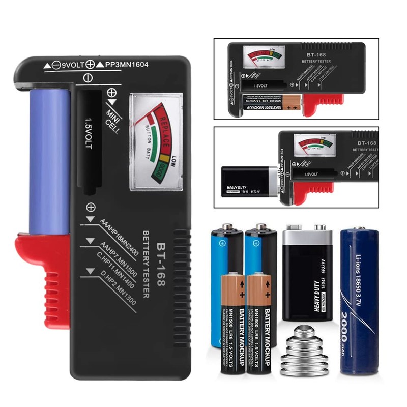 2Pcs Battery Tester Checker, Universal Battery Checker for AA AAA