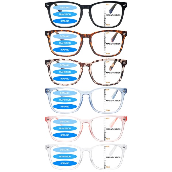VIDEBLA 6 Pack Progressive Multifocus Reading Glasses for Women Men