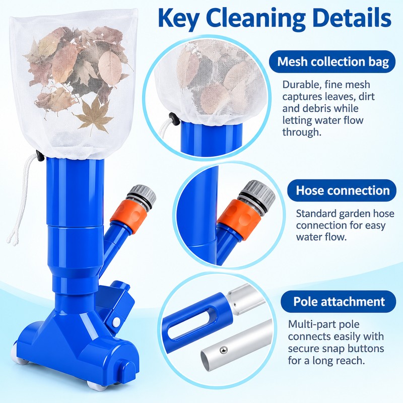 Portable Pool Vacuum Kit for Manual Cleaning – Garden Hose