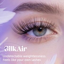 BelleQiana Silk Air Individual Eyelashes​Feather-Light Ultra-Soft Band Lashes, DIY Cluster Lashes Kit with Lash Bond & Seal and Remover,144 Pcs 0.05mm eyelashes individual kit at Home(Silk Air 03)