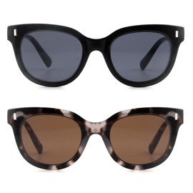 zooxsky 2 Pack Reading Sunglasses for Women Classic Reader Sunglasses Outdoor Full Lenses Magnifying Sun Readers UV Protection（BK+DT 1.50）