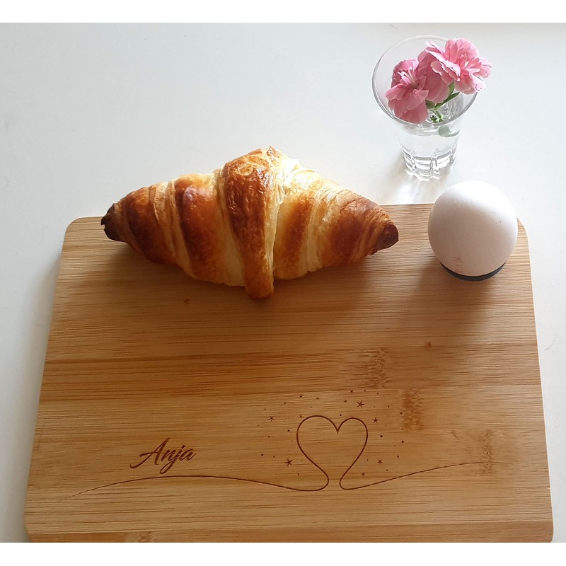 Breakfast Board with Desired Text Bamboo with Prefabricated Motifs (Rahmen5)