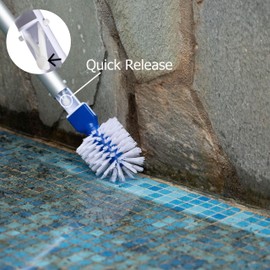 Quickway Imports Round Pool Corner and Step Brush Head Fine Bristle Scrub for In-Ground & Above-Ground Swimming Pools Spas Hot Tubs & Tight Spaces Fits Standard Poles with Easy Clip Handle Attachment