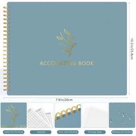 AKONEGE Accounting Ledger Book for Small Business Bookkeeping Personal Use, Horizontal Expense Tracker Notebook for Family Budget, Bookkeeping Record Book Money Expense Income Log Journal, Pastel Blue