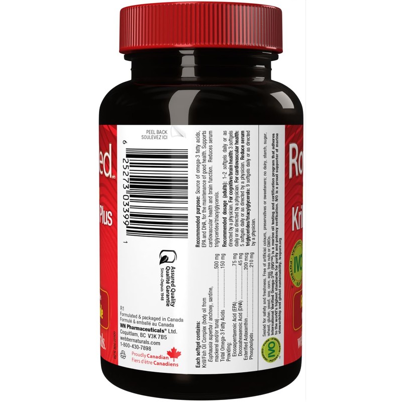 Webber Naturals RoyalRed Krill Oil Plus 500 mg, 60 Softgels,