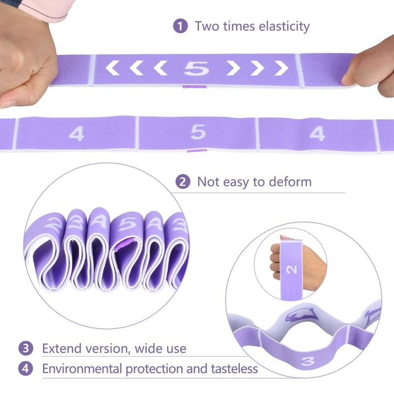 CLOPAE Yoga Stretching Band, 9 Loops, Highly Elastic, Nylon, for