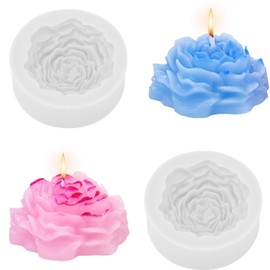 2 Stück Kerzen Silikonformen，Pfingstrose Blumen Kerzen Silikonform，3D Silikonform Kerzen，Blumen Formen für DIY Handgefertigten（transparente）