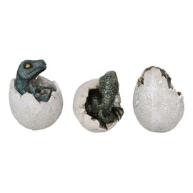 Ebros Gift Set of 3 Jurassic Era Predator Velociraptor and Tyrannosaurus Rex Dinosaurs Hatching Out of Eggs Figurines Hatchling Collectible Sculpture for Fossil Lovers Prehistoric Fans