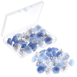 WJIAAA 30 Pcs Flower Push Pins, Cute Push Pins for Cork Board Rose Decorative Pin Thumb Tack Decorative for CorkBoard Office Organization School or Home