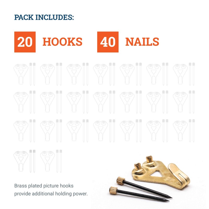 Heavy Picture Hangers 50 lbs - 20 Pack - Picture