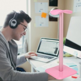 Headphone Stand, Universal Aluminium Alloy Holder for Any Type Headset, TPU Tray, Anti Slip Base, Metal Bar, PC Gaming Headset Display for All Headphones Size