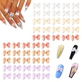 Yudisho 50pcs 3D Bow Colorful Nail Charms,Cute Resin Bow for Nail Design DIY Decoration Jewelry Stones Nail Art Rhinestones