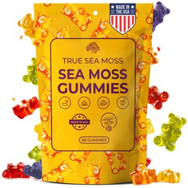 TrueSeaMoss Sea Moss Gummies with Bladderwrack, Burdock Root & Magnesium – Vegan Supplement for Adults & Kids – Plant-Based, Fruity Flavor – 60 Gummies, Made in USA