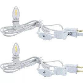 Clip in Light Cord,Accessory Cord with Light Bulb,6 FT C7 Accessory Cord with C7 Led Light Bulb, Candelabra-Base E12 Lamp Socket with Clips, White Cord with On/Off Switch Plug