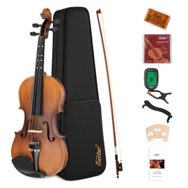 Eastar 3/4 Violin Set Fiddle EVA-3 Matte fo Beginners with Hard Case, Rosin, Shoulder Rest, Bow, and Extra Strings (Imprinted Finger Guide on Fingerboard)