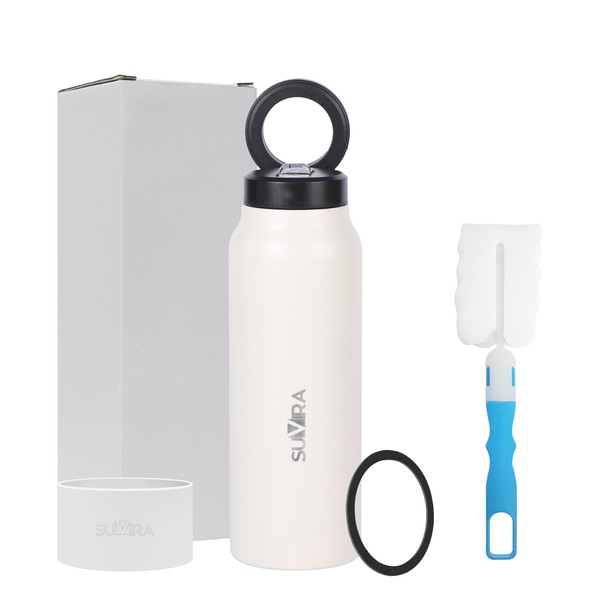 Suvira Stainless Steel Insulated Water Bottle & Magnetic Lid-Compatible with