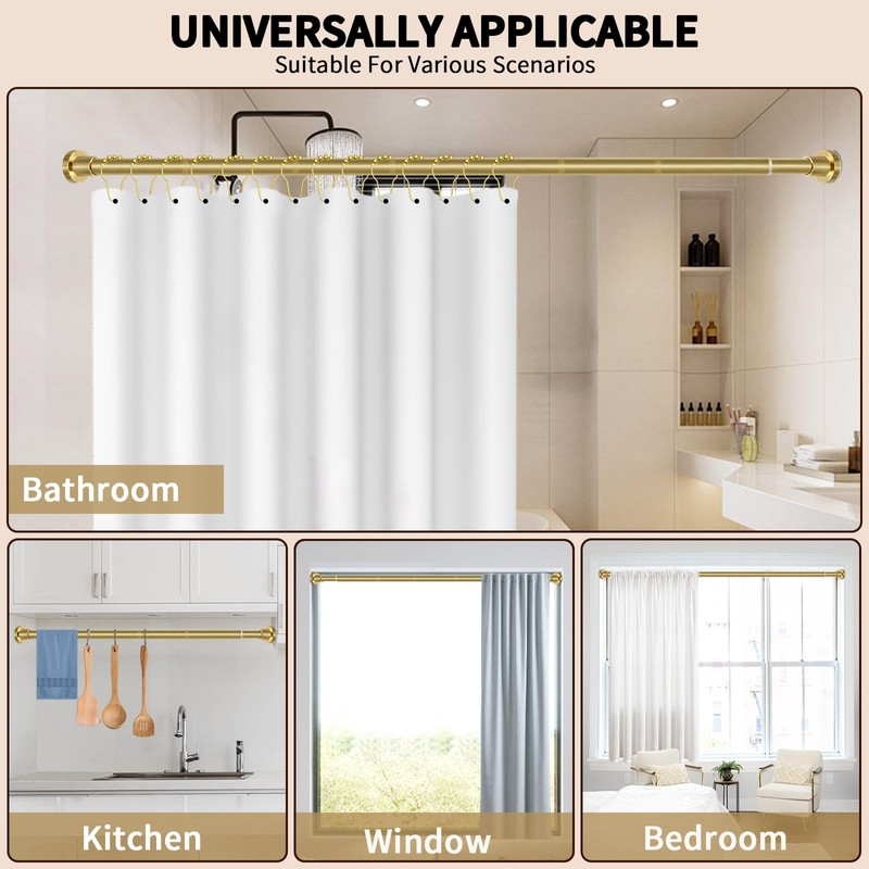 ZYRW Shower Curtain Rod 36-68 Inches (3-5.6ft) Non Rust Adjustable