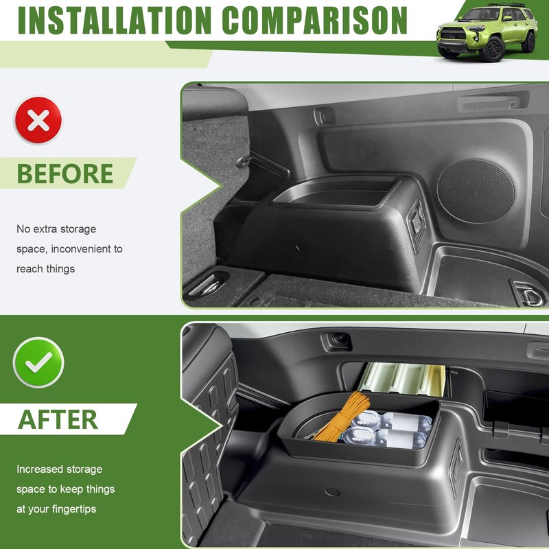 Qyebbk Trunk Organizer for 2010-2024 Toyota 4Runner 5-Seat 2nd Row(NOT