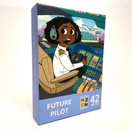 Puzzle Huddle, Future Pilot Girl Jigsaw Puzzle, 10.5in x 14in, 42 Pieces, Age 5+, Diversity, STEM, Kindergarten, Elementary School, Ages 5-8, Black Girl Puzzle for Kids, African American Girl Puzzle