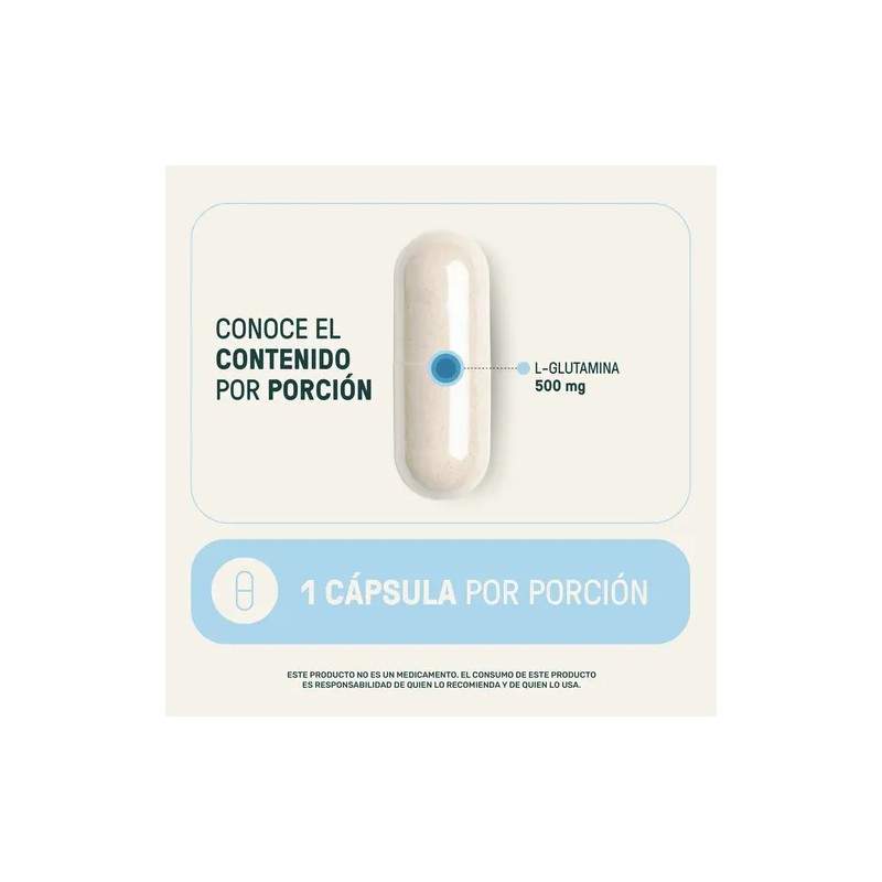 L-glutamina Life360+ Pure Glutamine 180 Cápsulas Magnesio Sin sabor