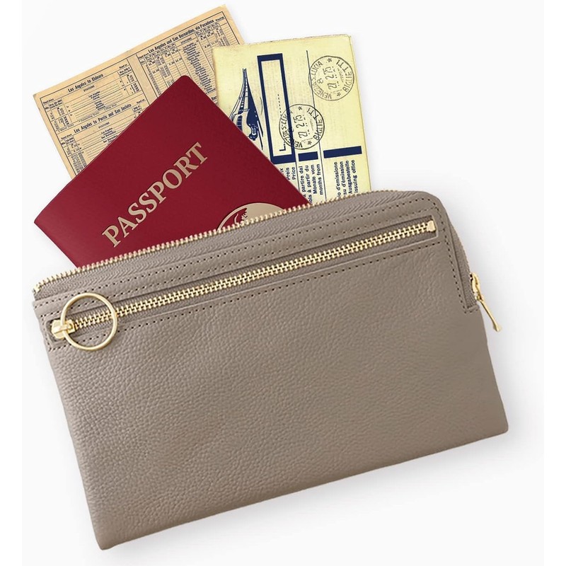 Slip-On OSL Passport Wallet Pouch Gold OSL-5802 Genuine Leather Wallet