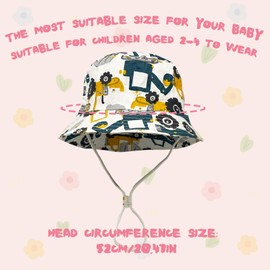 SAIIURV Sun Hat Baby Children Summer Hat Boys Girls Bucket Hat Fishing Hat Child Baby Beach Hat Digger Summer Hat with Chin Strap for Outdoor 2-4 Years, 52 cm, 2 - 4 years