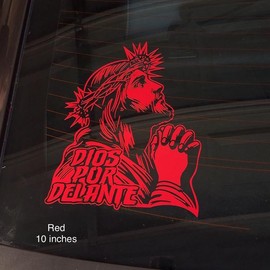 Dios Por Delante Decal Sticker - Customizable for Cars, Trucks, SUVs, Glass Doors, Windows, Fridges - Available in Multiple Colors:_White_16 Inches