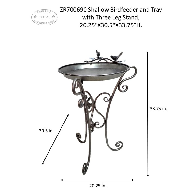 Shallow Bird Feeder/Plant Stand Tray on Three Leg Design (Aged