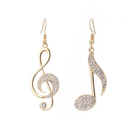 PengJin Women's Drop Earrings Music Note Drop Earring for Girls Anti-Allergy Earring Gold or Silver Plated Earring with Crystal, Silver-plated hypoallergenic stainless steel