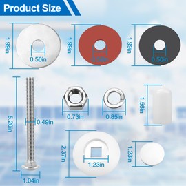 DB-TB-M Diving Board Bolt Kit Fits for Inter-Fab Two Hole Residential Diving Boards Mounting, Diving Board for Inter-Fab Inground Pools Bolts Washers Nuts Parts Replacement, White
