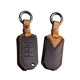 HIBEYO Key Case Fits Honda Protective Flip Key Cover for Honda CR-V HR-V XR-V Jazz Civic City Fit Pilot 3-Button Leather Key Case Key Box Remote Control Accessories Black