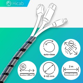 Hicab Spiral Cable Sleeve 9-65mm 2m Clear The Wrap Tube provides secure and flexible cable bundling.