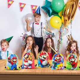 Heartsking 6 Pcs Drawstring Bag, Party Bag Fillers PE Bags for Girls Boys Swimming Bag Drawstring Gift Bags School Supplies Stationery Sports Gymnastics or Trainers Travel Gym Fitness for Kids Red