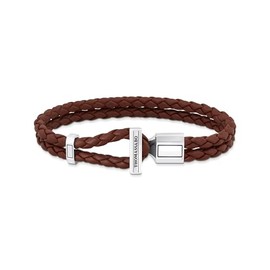 THOMAS SABO A2148-682-2 Unisex Leather Bracelet Double in Brown Silver 925 Sterling Silver Blackened Leather, Sterling Silver