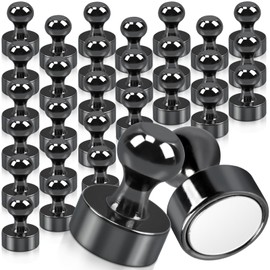FPMYB Pack of 30 Strong Magnets, Black, 12 x 16 mm, Neodymium Mini Magnets for Magnetic Board, Fridge, Pin Board, Cone Magnets, Whiteboard, Office