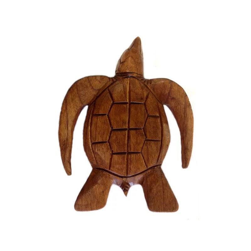6" Long Hand Carved Acacia Wood Hawaiian Honu Sea Turtle