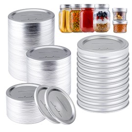 100 Pcs Regular Mouth Canning Lids+ 10 Pcs Mason Jar Rings, Silver, 70 mm Mason Jar Lids and Rings, Split-Type, Reusable and Leakproof (Silver, 70 mm, 100 Lids, 10 Rings)