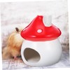 Abaodam Cooling Ceramic Hamster Nest Mushroom Shaped Hideout for Chinchillas