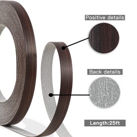 GSCIT Club Edge Banding, 3/4 inch x 25ft roll of Edge Banding -Pre-glued Flexible Veneer Walnut PVC Tape Banding for Cabinet Repair Furniture Restoration