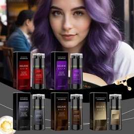 EELHOE Natural herbal color shampoo - Ginseng & reishi & black sesame, hair dye haircare, various colors-red & Light Brown & Black 200ml/6.76oz natural hair dye - Color: Red