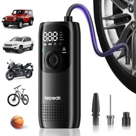 KEPEAK Tire Inflator Portable Air Compressor - Bike Tire Pump, 150PSI Cordless Air Pumps for Car Tires, Auto Off, Electric Tire Pump for Car, Motorcycle, Bicycle