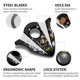 CIGARWONG Cigar Cutter Guillotine Stainless Steel Double Blade Mini Cutter with Lock System Easy to Grip, Gift for Men in Gift Box (Samurai)