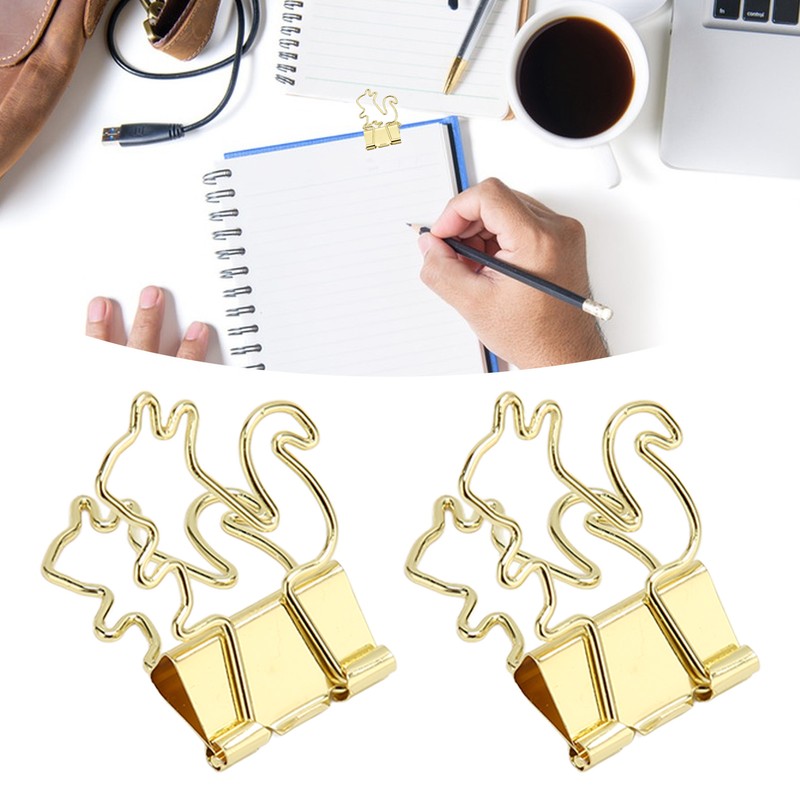 100 Pcs Binder Clips Gold Animal Shape Strong Clamping Force