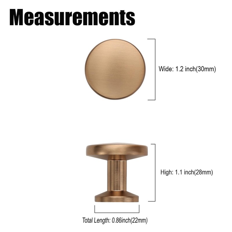 Coinkoly 10 Pack Champagne Bronze Kitchen 1-1/5Inch(30mm) Cabinet Knobs Single