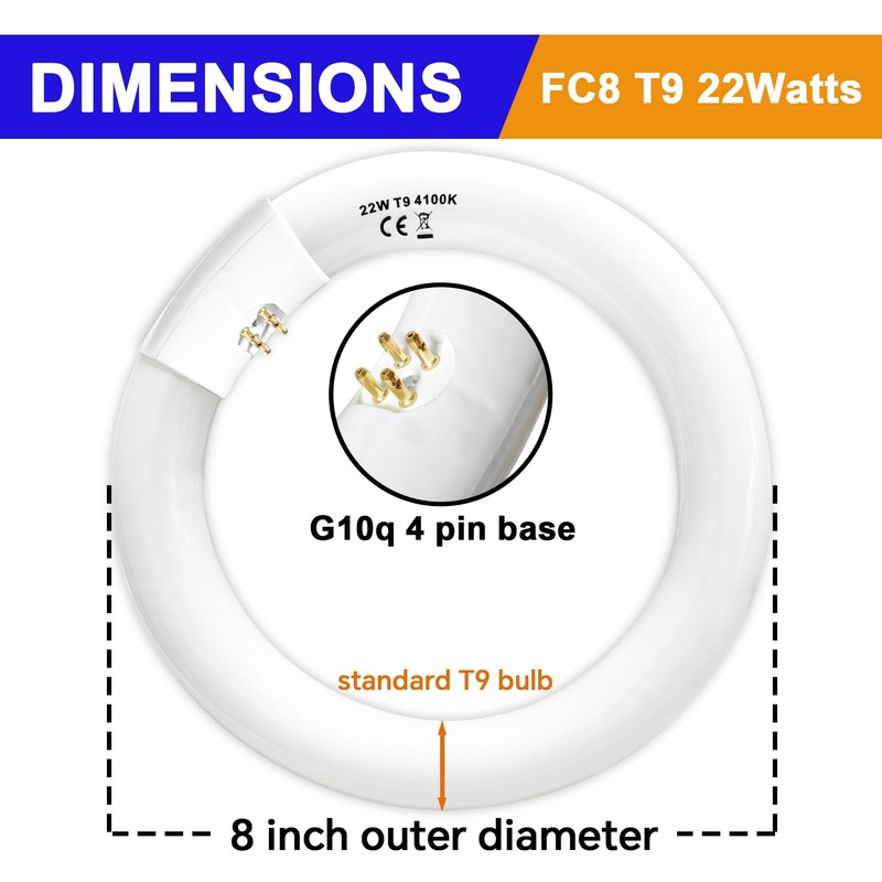 FC8T9/CW 22W and FC12T9/CW 32W Cool White Set, 8 inch