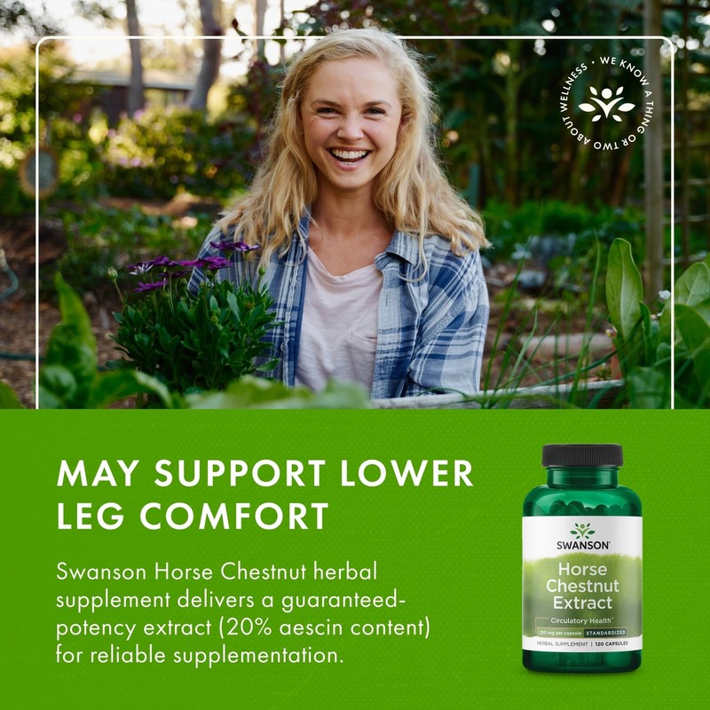 Swanson Horse Chestnut 22% Aescin (Standardized) 250 Milligrams 120 Capsules