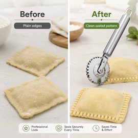 Double-Sided Stainless Steel Pastry Wheel – Rolling Dough Cutter & Crimper for Ravioli, Dumplings, Pie Crust & Pasta