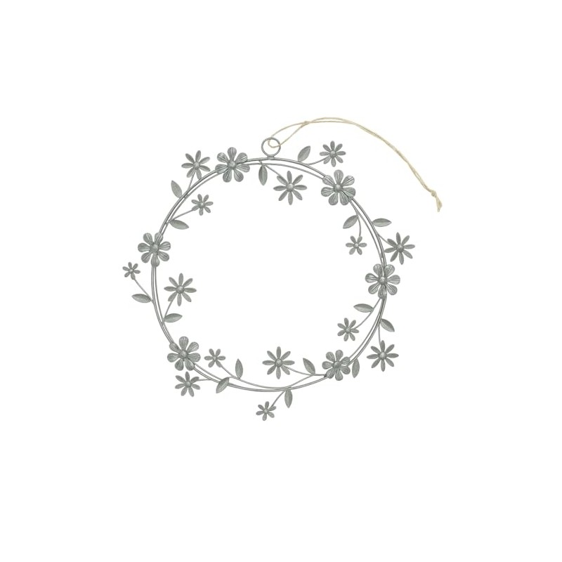 khevga Flower Wreath Metal Hanger Diameter 24 cm - Grey